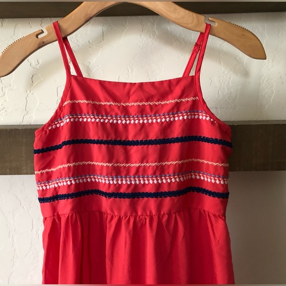 Japna Girl|Red boho maxi dress with embroidered stitching detail, tiered ruffle• - Picture 2 of 7